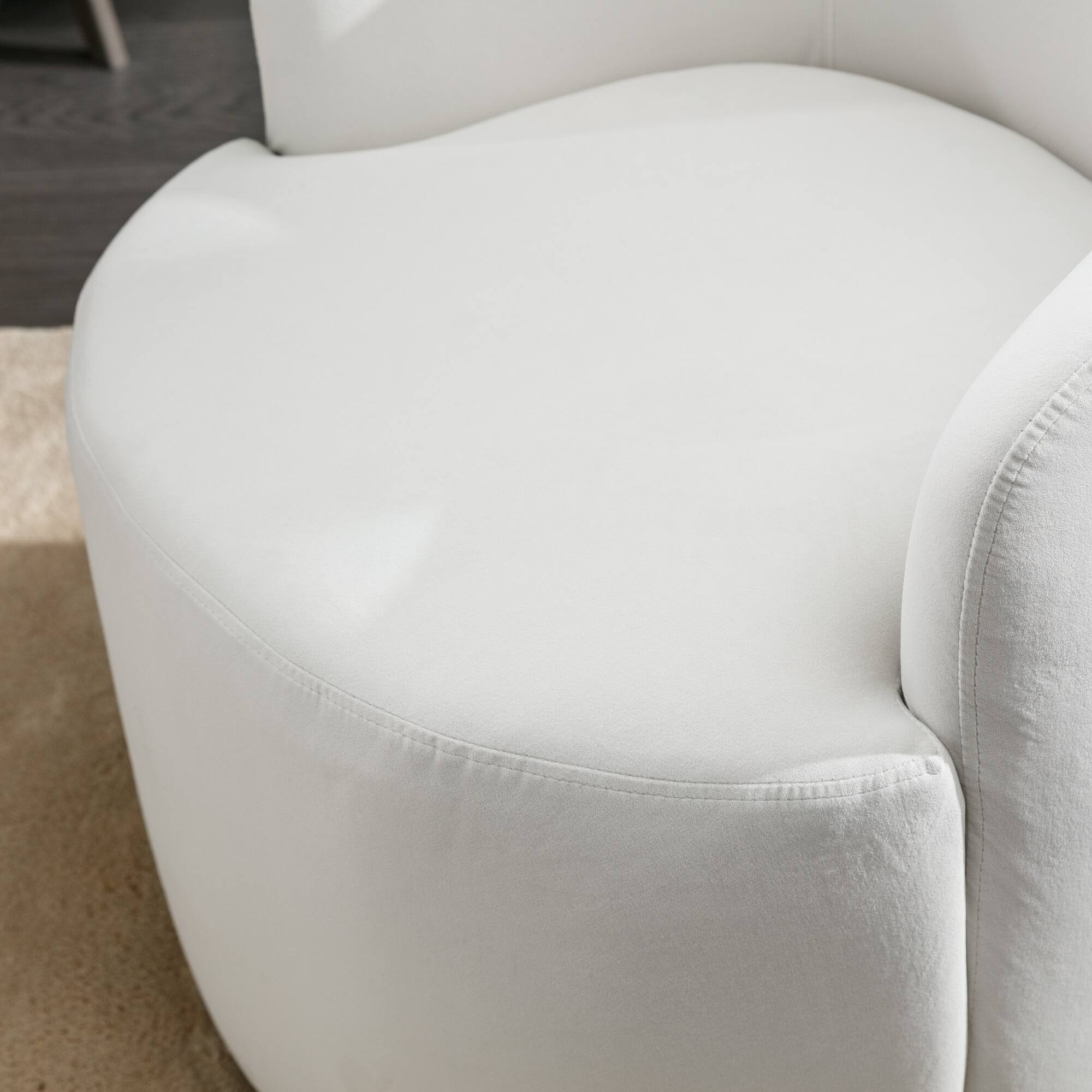 Alt View 6. GOODSILO - Contemporary Velvet Swivel Accent Armchair with Ergonomic Design and 360-Degree Rotation - White.