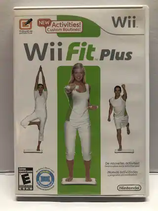 NEW Activities! Custom Routines! Wii Fit Plus. Touch Generations. Wii. Everyone. Enfants et Adultes. HM. Requires Wii Balance Board. Content Rated ESRB. Contenu Valide par ESRB. Requiere WBi Balance Board. De nouvelles activités! Personnalisez votre entraînement! Nuevas actividades y programas personalizados! Nintendo. - E (Everyone)