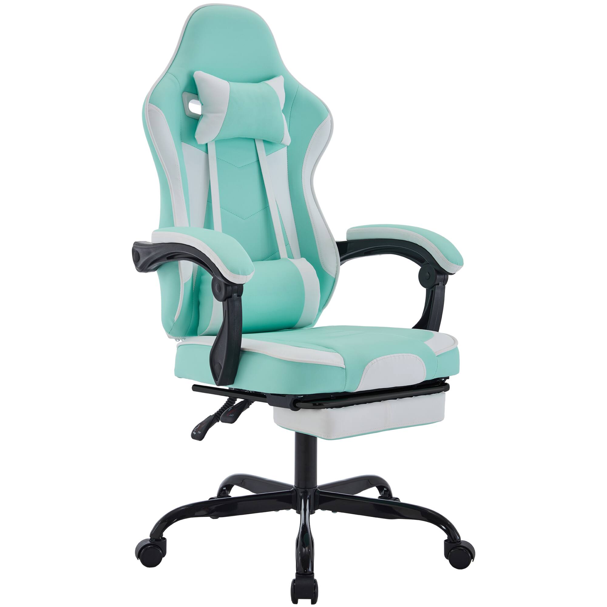 GOODSILO - Ergonomic Gaming Chair with Adjustable Footrest and Massage Lumbar Support for Enhanced Comfort and Posture - Green