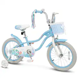 Costway - 16" Kids Bike Toddler Bicycle with Training Wheels Hand & Coaster Brakes Handlebar - Blue