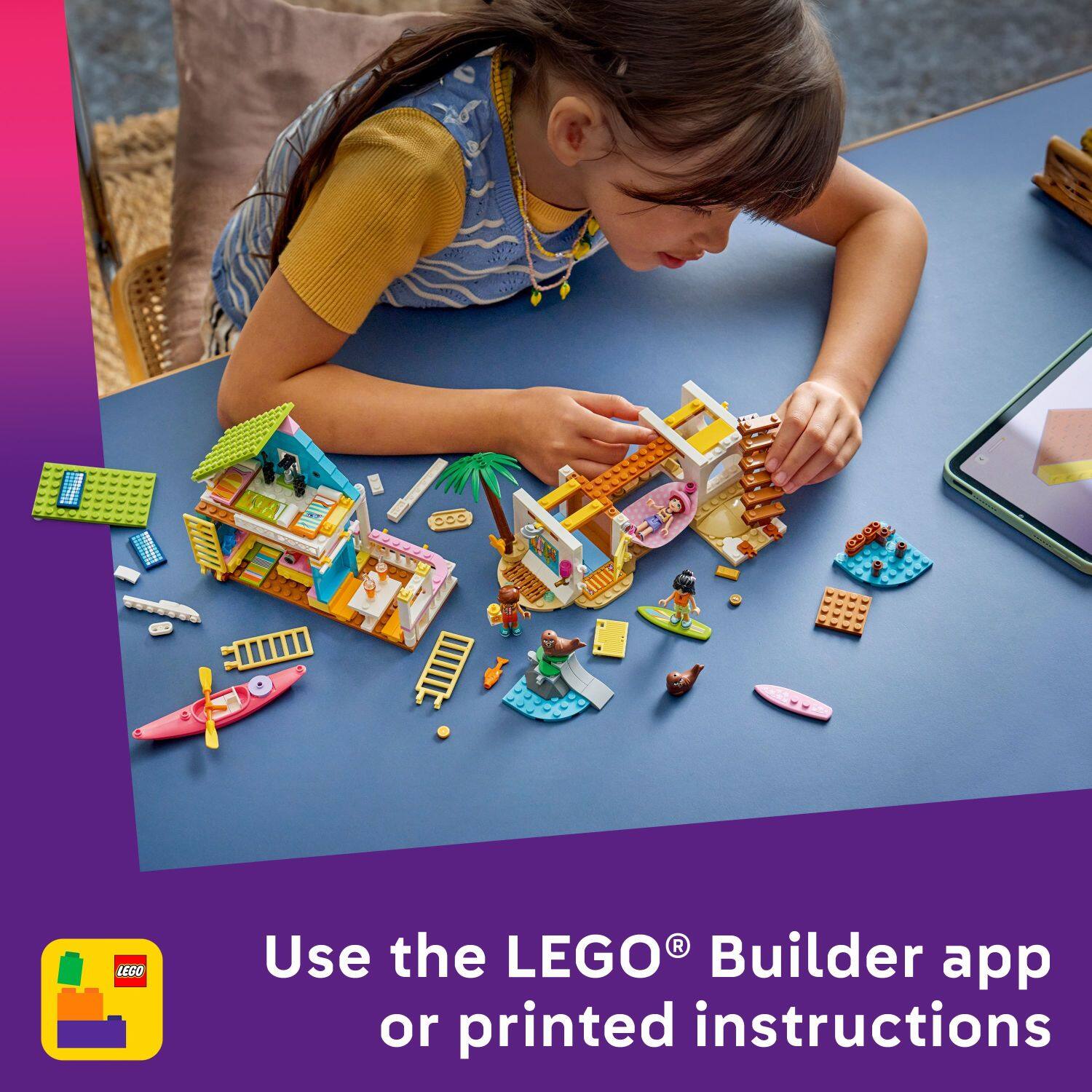 Use the LEGO® Builder app or printed instructions
