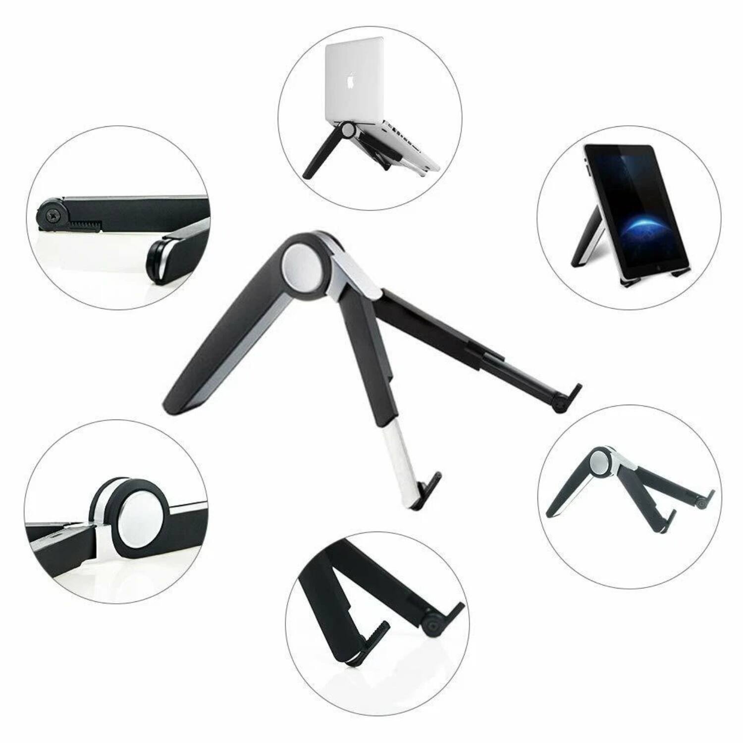 Angle. Stock Preferred - Portable Adjustable Laptop & Tablet Holder Stand - Black.