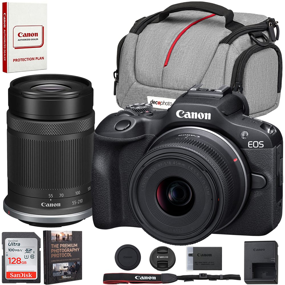 Canon AUTHORIZED DEALER PROTECTION PLAN

decophoto Canon

Canon EOS

Canon RF-518-45mm LENS F4.5-6.3 CANON IS STM

Canon 55-210

SanDisk Ultra 100 MB/s XC 128GB

THE PREMIUM PHOTOGRAPHY PROTOCOL

Canon

Canon CALLORN PACK LEST 040mANL.com

Canon CHUNCE

SanDisk

KED SWEEKTIALS