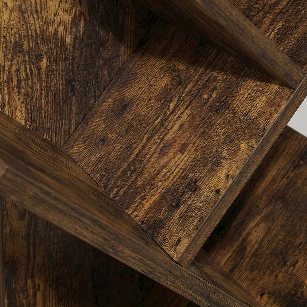 Alt View 1. FurniFact - Engineered Wood bookcase with spacious shelves and sturdy construction - Amber Pine/Black.