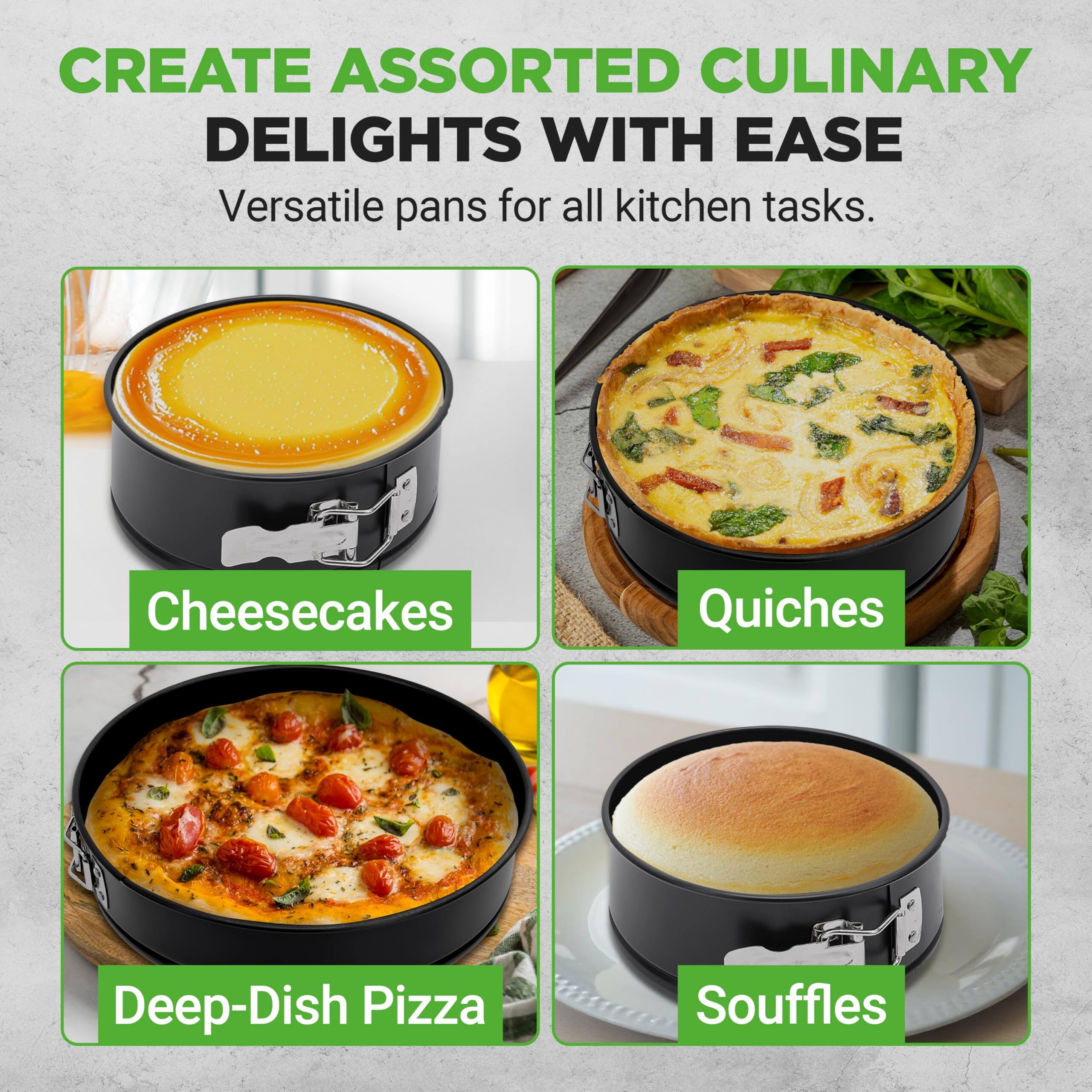 NutriChef 3 Piece Nonstick Springform Pan Set, 6