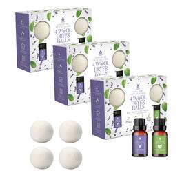 Pursonic - Wool Dryer Balls Bundle – 3-Pack of Reusable Laundry Balls Made from Pure New Zealand Wool + Lavender & Pepperm