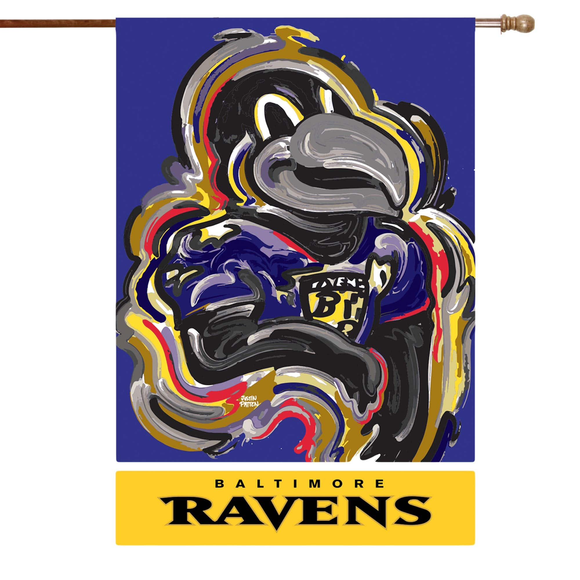 Evergreen Enterprises - Baltimore Ravens Justin Patten House Flag - Multicolor