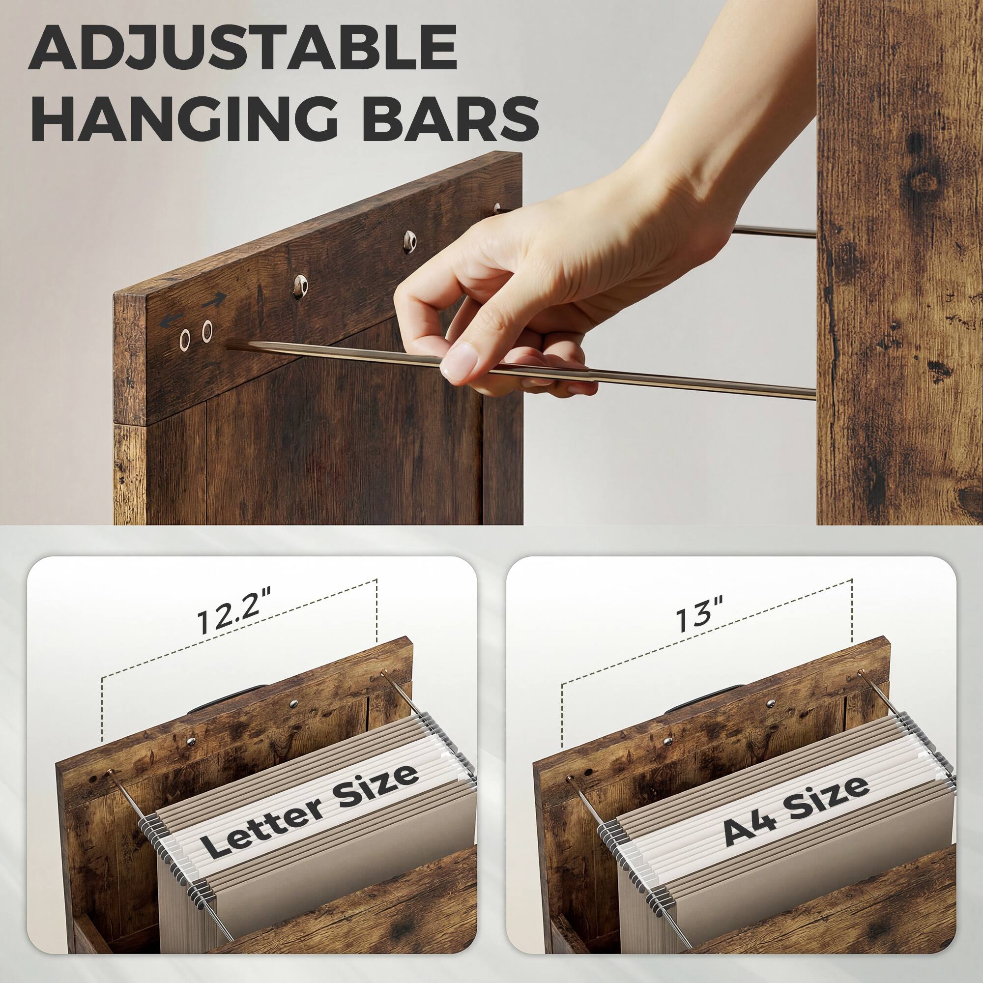 ADJUSTABLE HANGING BARS

12.2" Letter Size

13" A4 Size