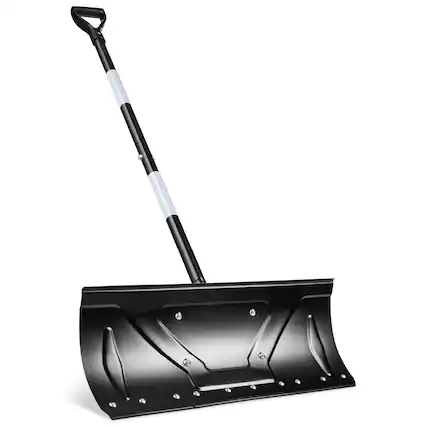 Front. Best Choice Products - Best Choice Products 24" Snow Pusher, Heavy Duty Hand Plow - Black - Black.