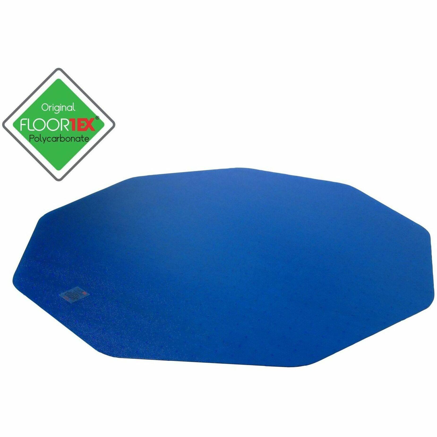 Alt View 16. Floortex - 9-Sided Blue Polycarbonate Gaming Chair Mat for Hard Floor 38 x 39 inches - Blue.