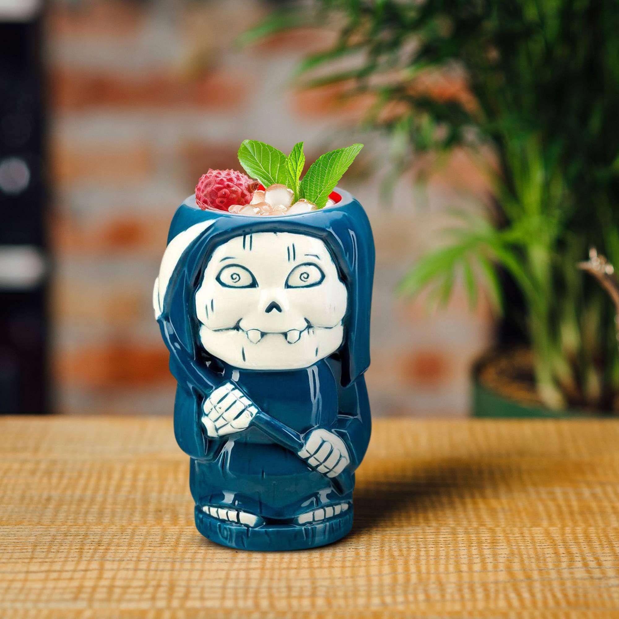 Alt View 2. ThinkGeek - Geeki Tikis Garbage Pail Kids Grim Jim Ceramic Mug | Holds 21 Ounces - Blue.