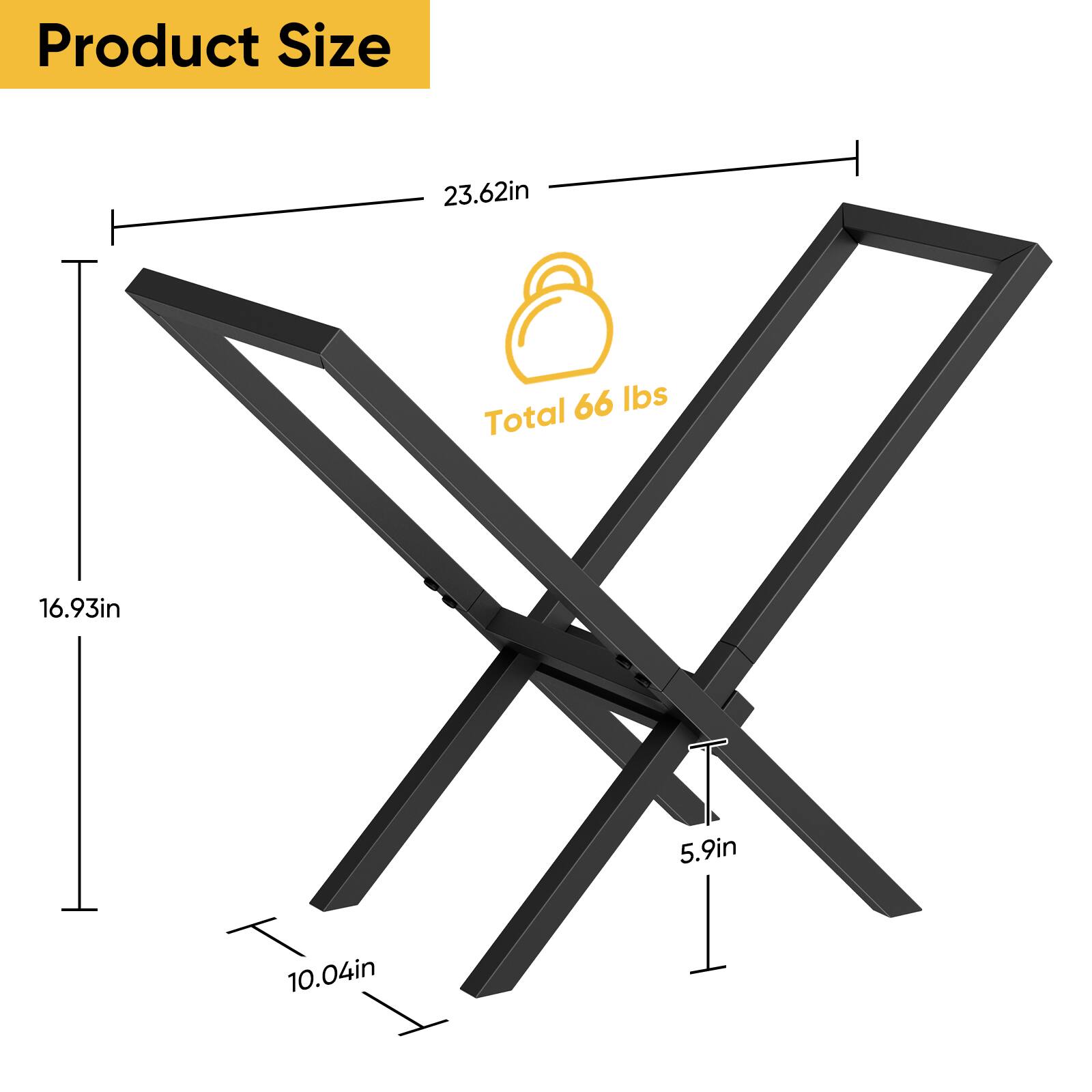 Product Size: 23.62in, 16.93in, 10.04in, 5.9in  
Total: 66 lbs