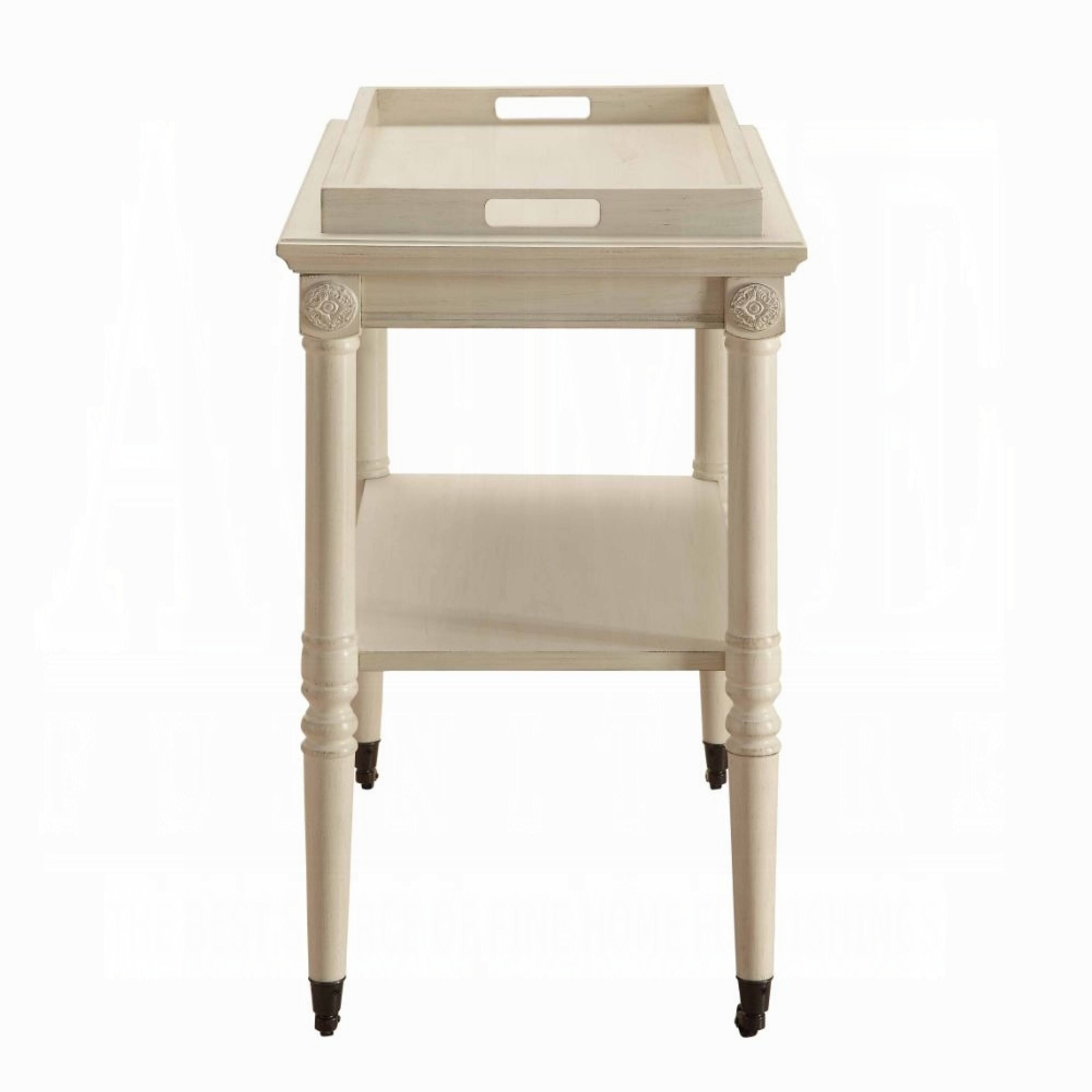 Alt View 1. Manhattan Lane - Wooden Serving Tray Table - Antique White.