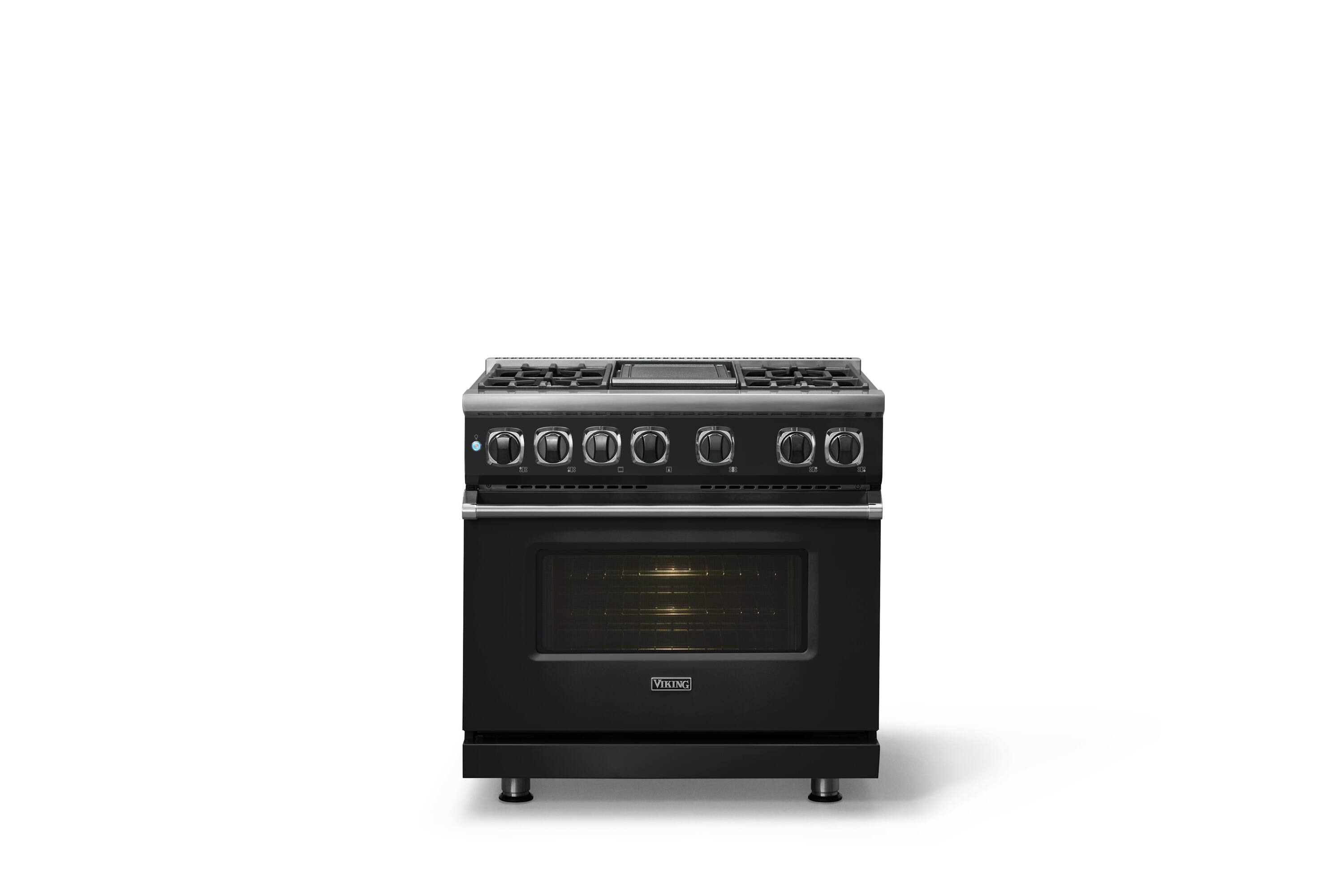 Alt View 1. Viking - 36 in. Wide 4 Burner Dual Fuel Sealed Burner Range with Griddle-Onyx - Onyx.