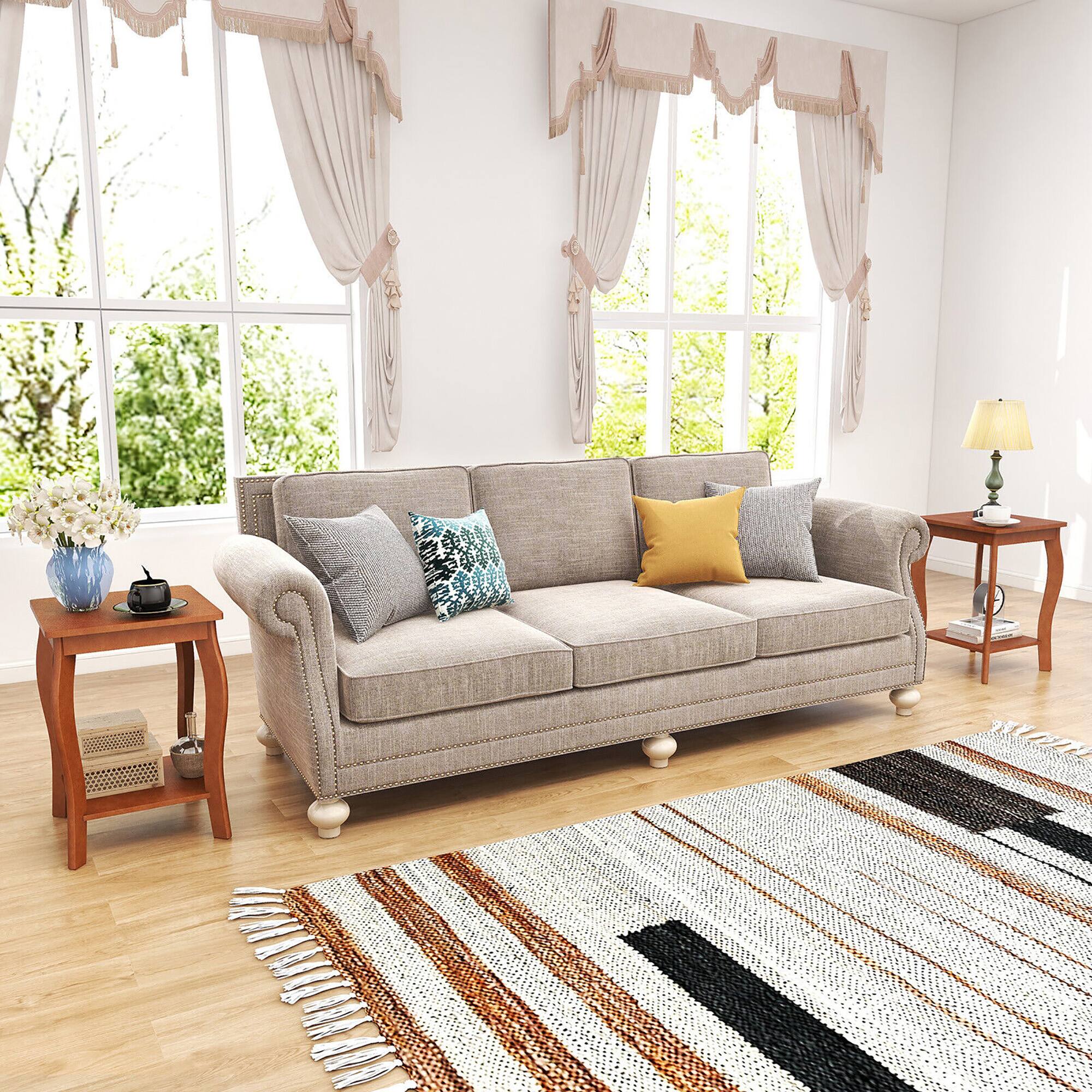 Alt View 4. Gymax - Gymax 2-Tier Square End Table Narrow Sofa Side Nightstand w/ Storage Shelf & Wood Legs - Walnut.