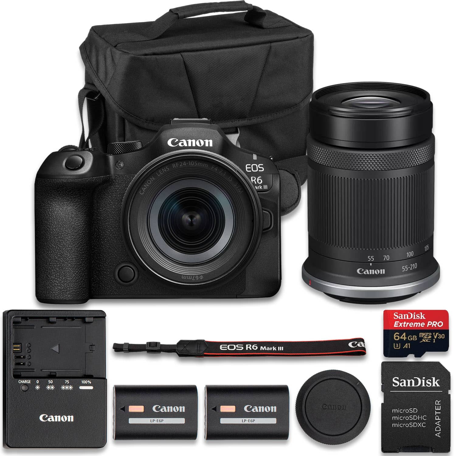 Bundle - Canon - EOS R6 Mark III Mirrorless Camera With RF 24-105mm f/4-7.1 IS STM + RF-S 55-210mm f/5-7.1 IS STM Lens + Extra price history on PriceWatchPro
