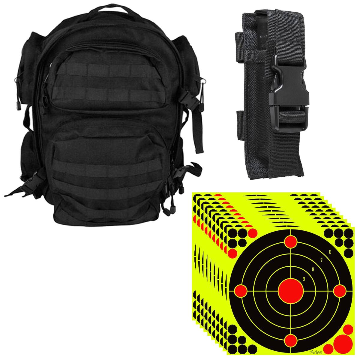 Alt View 6. NcSTAR - NcSTAR Vism Tactical Back Pack, Black Bundle with Single Pistol Magazine Pouch, 12x12" Splatter Adhesive Bullseye - Black.
