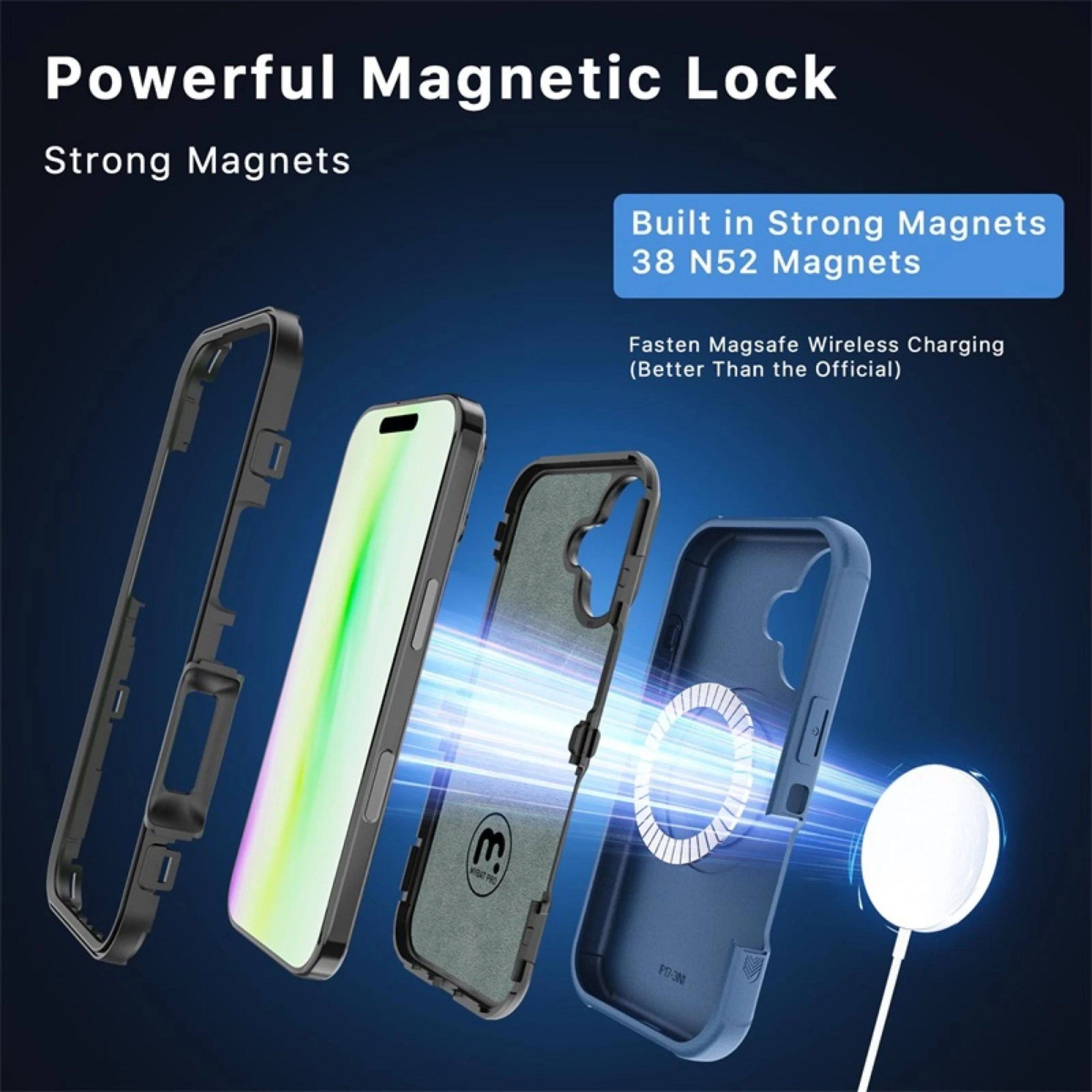 Powerful Magnetic Lock  
Strong Magnets  
Built in Strong Magnets  
38 N52 Magnets  
Fasten Magsafe Wireless Charging (Better Than the Official)