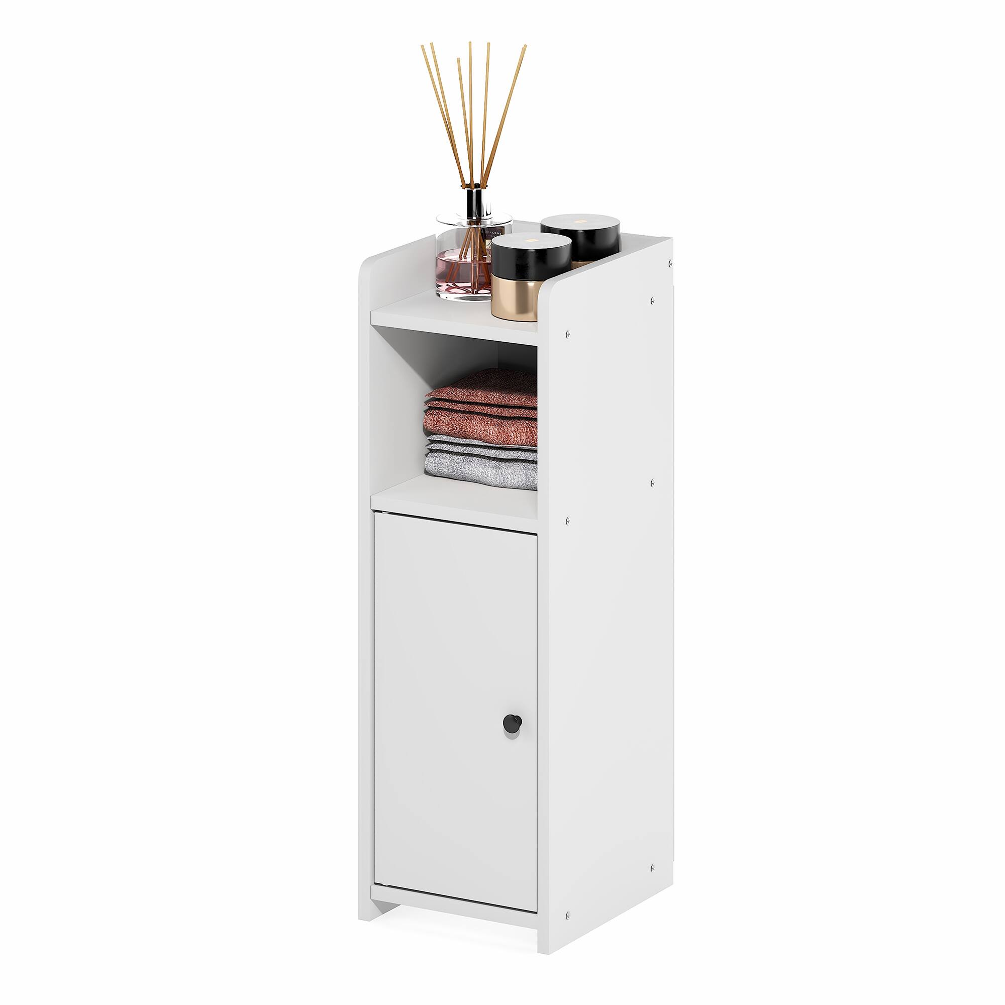 Front. Furinno - FULDA Bathroom Storage Cabinet, 4-Tier Bathroom Cabinet, 24H, for Small Spaces, Bathroom, Living Room, Entryway - White.