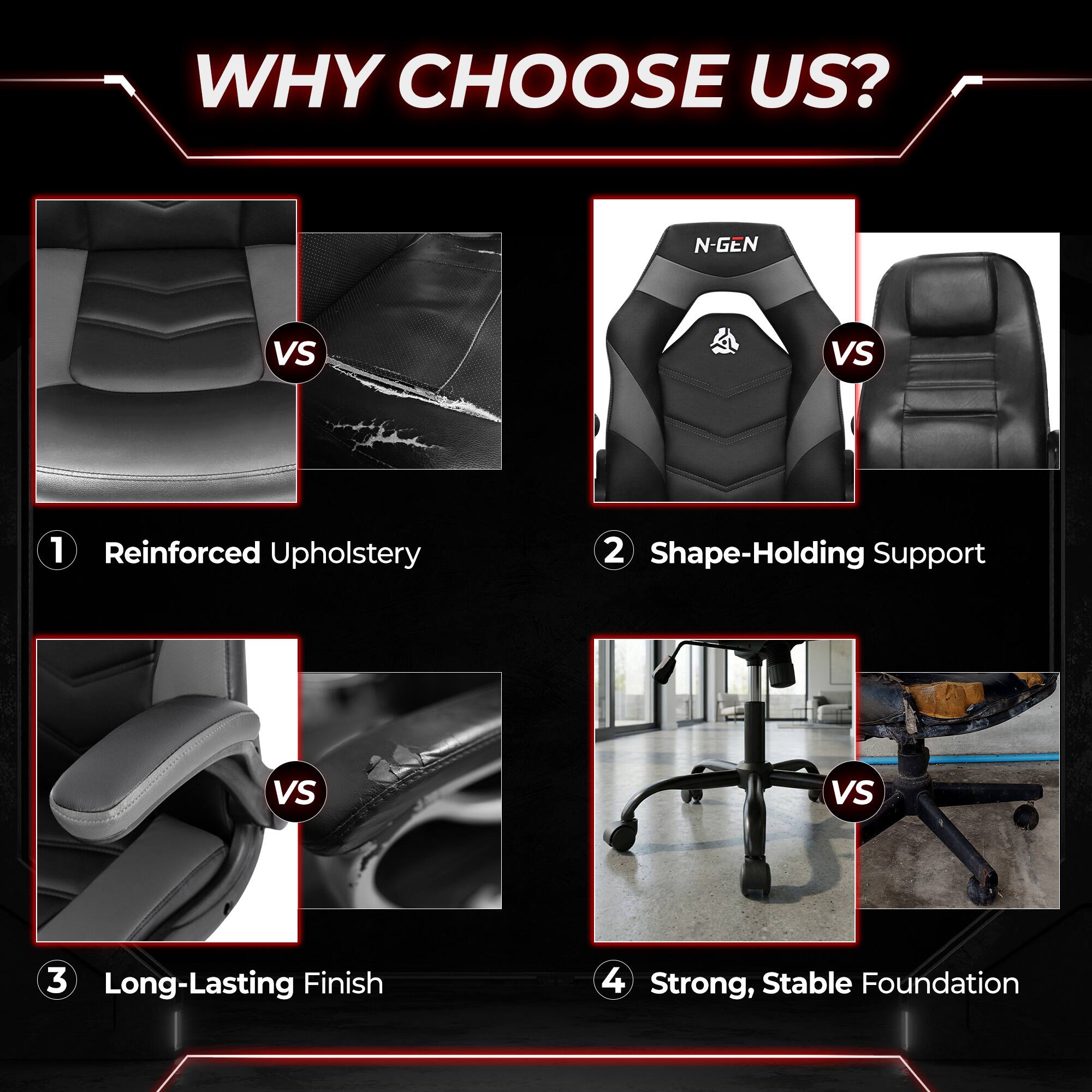 WHY CHOOSE US?

1 Reinforced Upholstery
2 Shape-Holding Support
3 Long-Lasting Finish
4 Strong, Stable Foundation