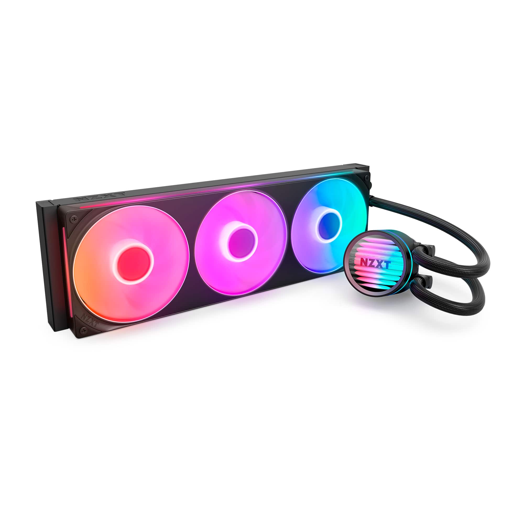 NZXT - Kraken Core RGB 360mm Radiator Liquid Cooler (1 x 360mm Single-Frame Fan) with RGB Pump Cap - Black - Front_Zoom