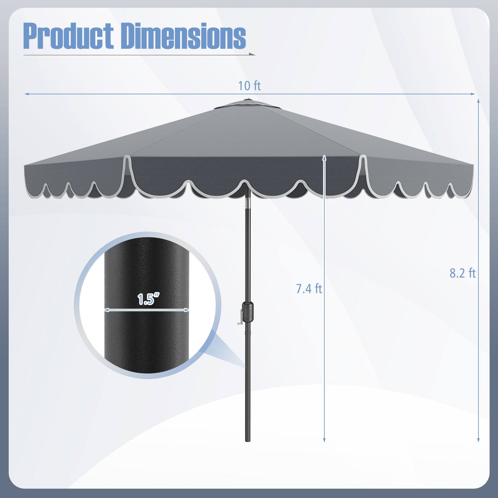 Product Dimensions: 10 ft 1.5" 7.4 ft 8.2 ft