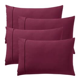 Sweet Home Collection - Solid Flannel Pillowcases (Set of 4), Ultra Soft, King - Burgundy