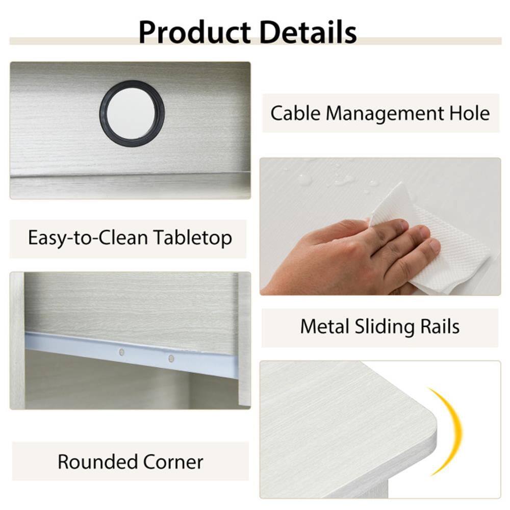 Product Details

- Cable Management Hole
- Easy-to-Clean Tabletop
- Metal Sliding Rails
- Rounded Corner