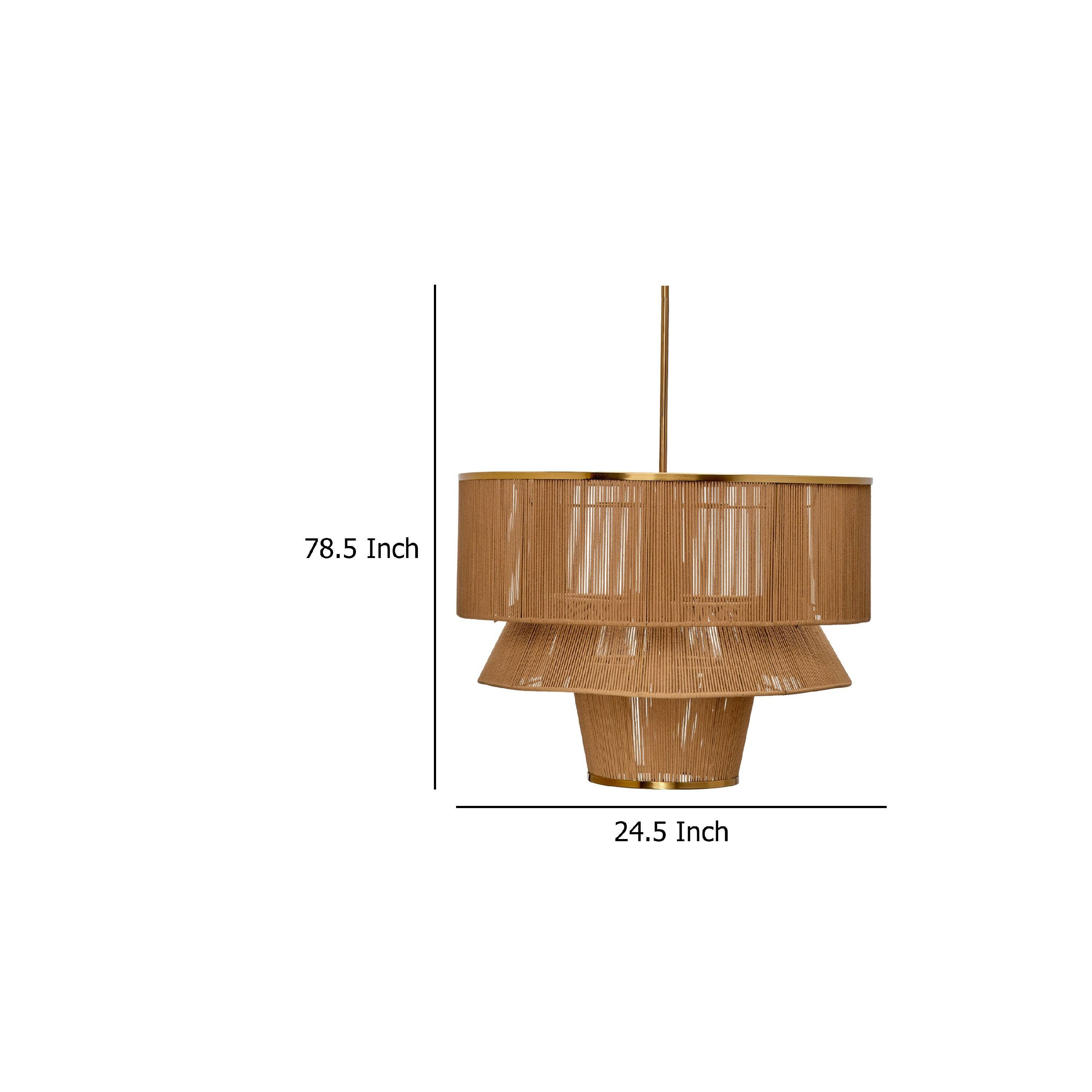 Manhattan Lane Dero Chandelier, 3 Tier Natural Cotton Rope Woven, 25 ...
