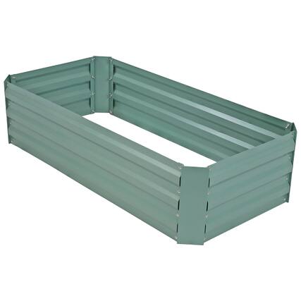 Front. Sunnydaze - Rectangle Galvanized Steel Raised Bed - 4 x 2 x 1 ft - Green.