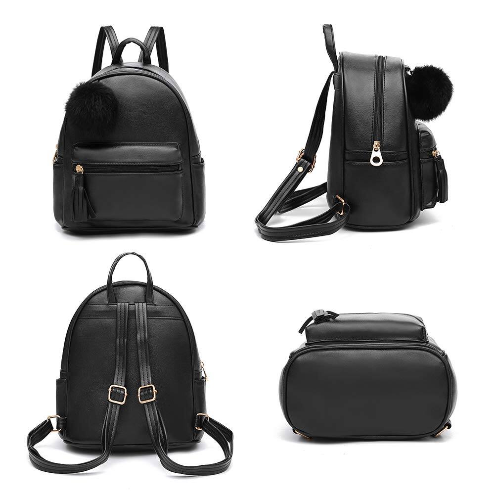 Left. Pacoar Cade - Mini Backpack Purse For Teens Women Purses Pu Leather Pom Shoulder Bag With Charm Tassel - Purple.