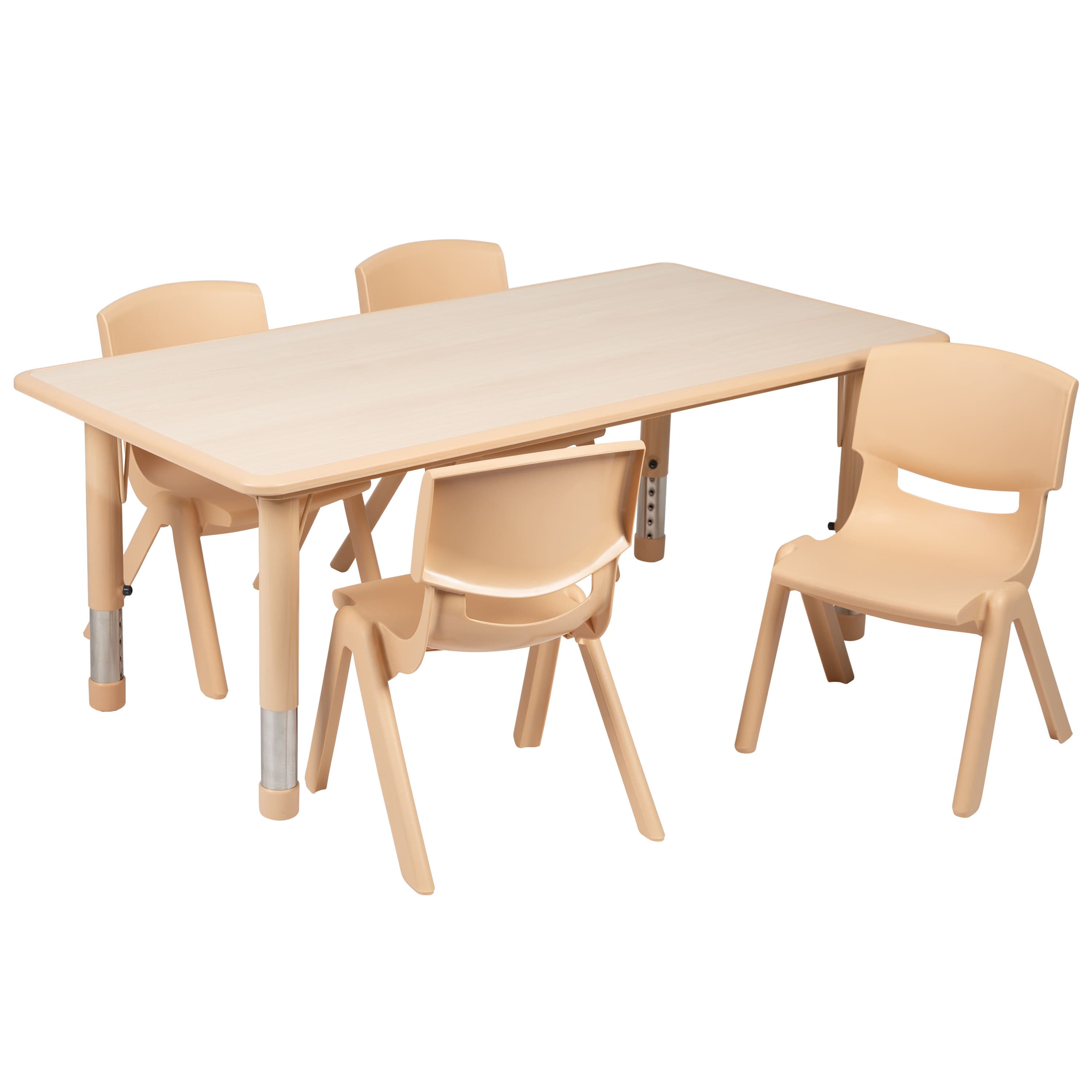 "Flash Furniture - Emmy Adjustable Kids Activity Table Set – 23.6"" x 47.25"" Plastic Table with 4 Chairs – Classroom & Dayca - Natural" price history on PriceWatchPro