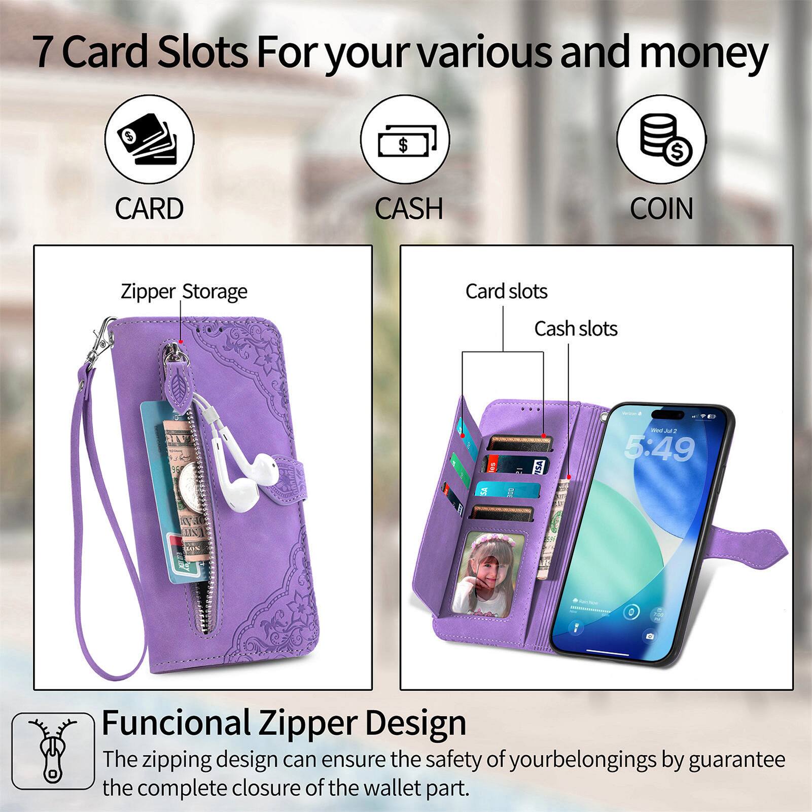 7 Card Slots For your various and money

CARD
CASH
COIN

Zipper Storage
Card slots
Cash slots

Functional Zipper Design
The zipping design can ensure the safety of your belongings by guarantee the complete closure of the wallet part.
