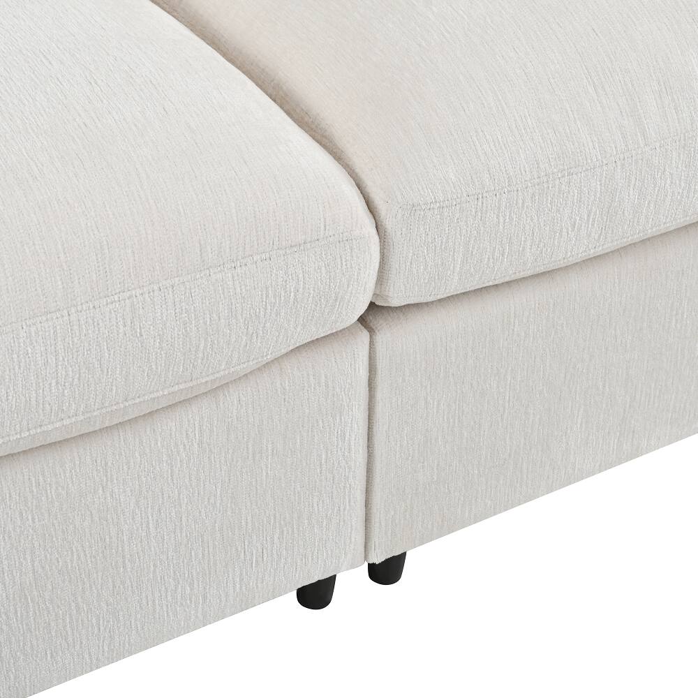 Alt View 10. Loheer - Loheer 101.57" Modern 3-Seater Sofa Chenille Couch with Solid Wood Frame Deep Seating Living Room Sofa with Throw Pillow - Beige.