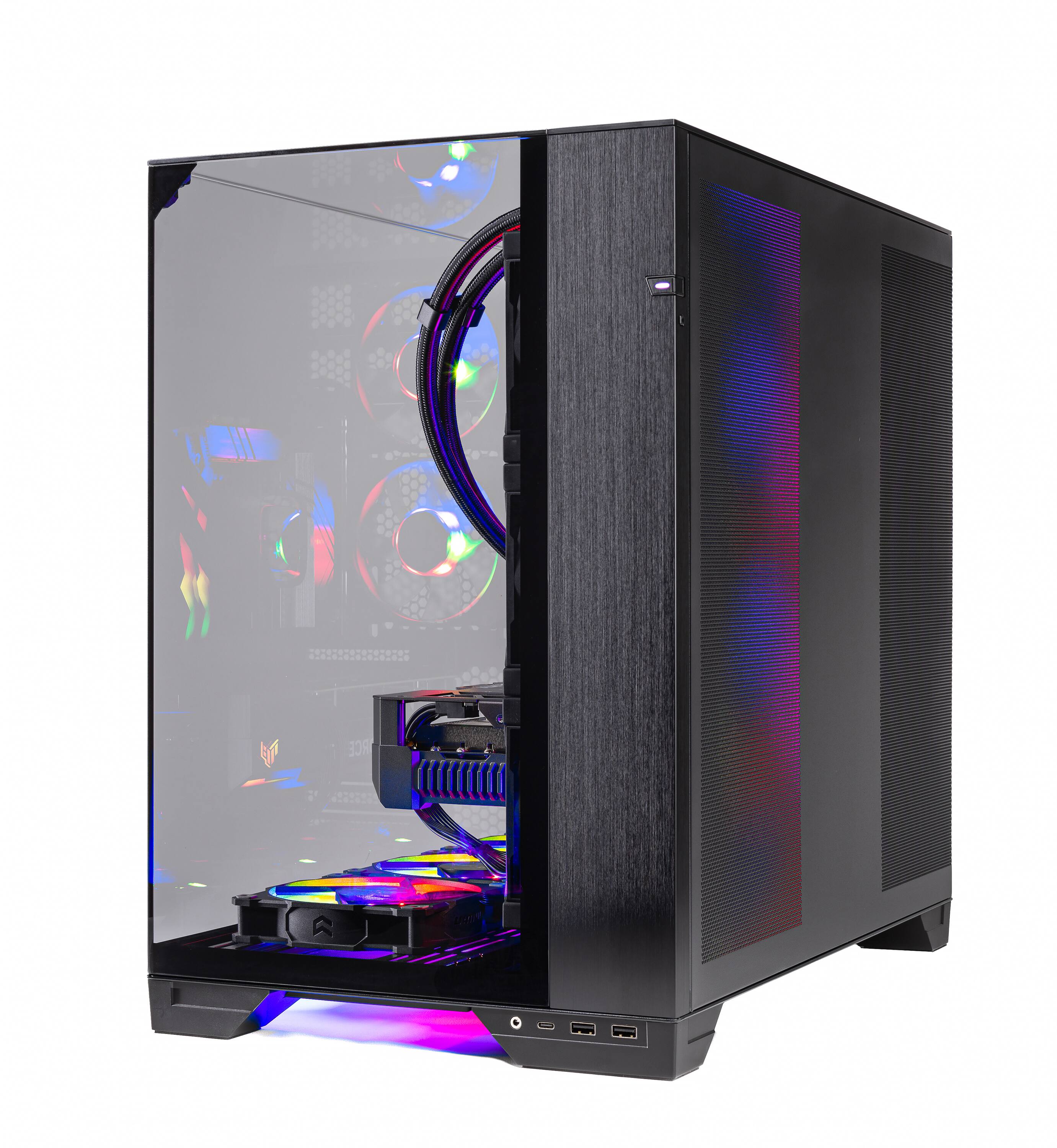 Left. Skytech Gaming - Skytech O11V - AMD Ryzen 9 9900X3D, 9070XT, 32GB 6000 MHz DDR5 RAM, 850W GOLD PSU - Black.