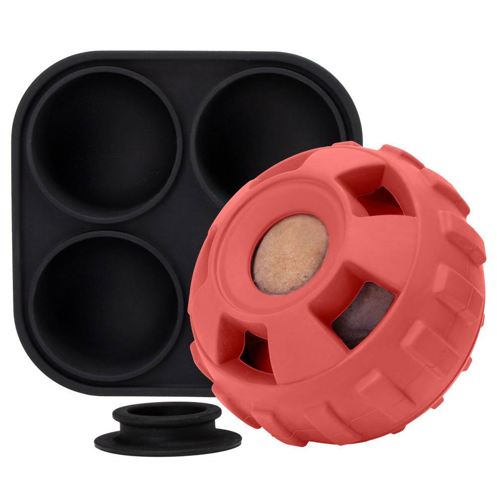 Front. PAIHOME - Interactive Pet Dog Chew Ball Toy, BPA-Free Natural Rubber, Durable Pet Toy for Aggressive Chewers - Red.