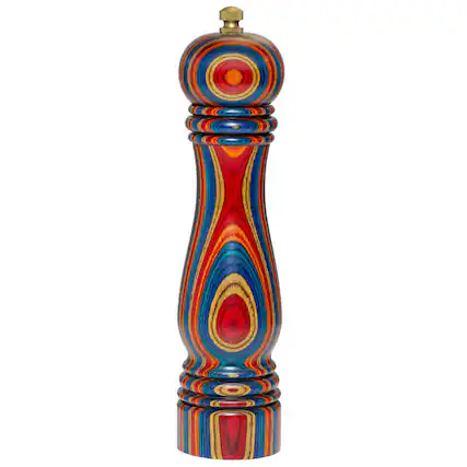 Front. Baltique - Montego Bay Collection Refillable Pepper Grinder - Blue, Orange, Red, Yellow.