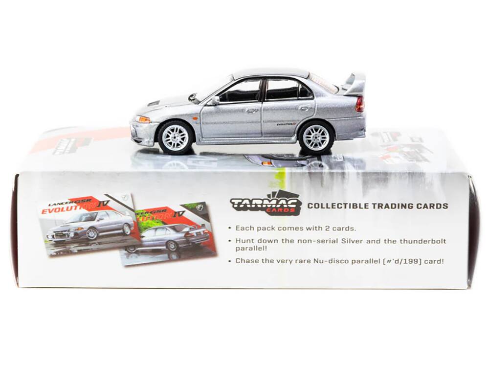 LANCER GSR OSR IV EVOLUTION IV FONIV CRGEN MV LUTRINIO TA TARMAC CARDS COLLECTIBLE TRADING CARDS

Each pack comes with 2 cards. Hunt down the non-serial Silver and the thunderbolt parallel! Chase the very rare Nu-disco parallel [#'d/199] card!
