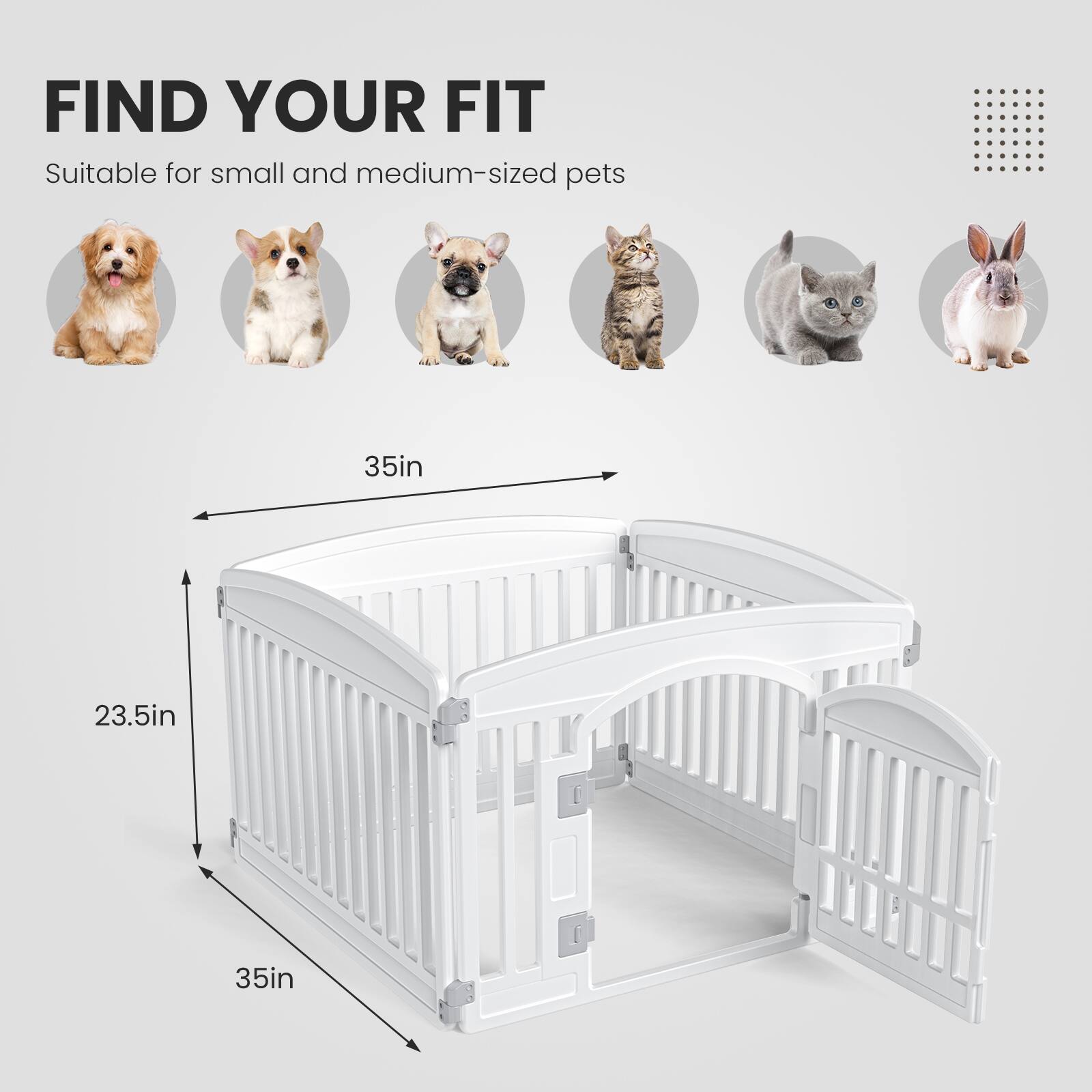 FIND YOUR FIT  
Suitable for small and medium-sized pets  

35in  
23.5in  
35in