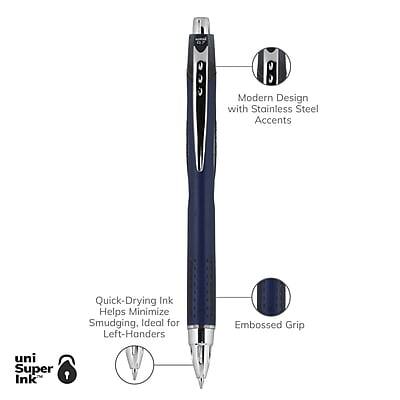 Modern Design with Stainless Steel Accents  
Quick-Drying Ink Helps Minimize Smudging, Ideal for Left-Handers  
Embossed Grip  
uni Super Ink
