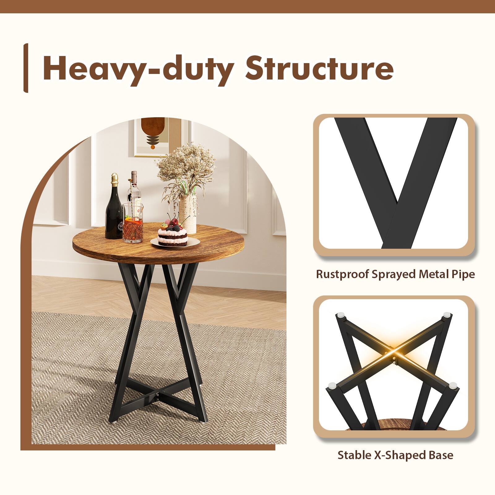 Heavy-duty Structure

- Rustproof Sprayed Metal Pipe
- Stable X-Shaped Base
