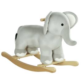 Qaba - Rocking Horse, Kids Rocking Animal, Elephant Rocker with Realistic Sounds, Plush Ride on Toy for Years 2-4