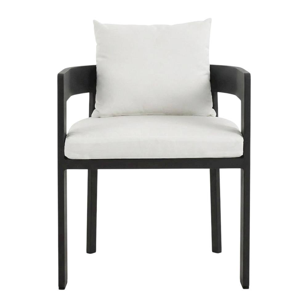 Back. Outdoor Escape - Aluminum Outdoor Patio Dining Chair with Cushioned Seat and Stylish Design - Gray.