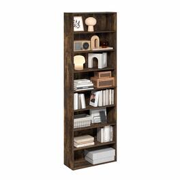Furinno - Basic 8-Tier Open Shelf Bookcase, Bookshelf, Storage Organizer, 12 x 24 x 71 - Amber Pine