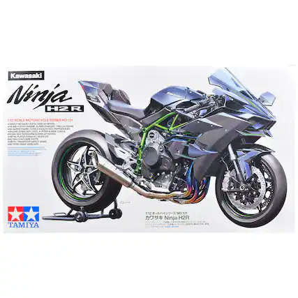 Kawasaki Ninja H2R 1/12 SCALE MOTORCYCLE SERIES NO.131
*HIGHLY DETAILED STATIC DISPLAY MODEL
*INLINE DOHC ENGINE, SUPERCHARGER, TRELLIS FRAME AND AERODYNAMIC COWLS EXQUISITELY REPRODUCED
*RACING STAND INCLUDED (UPPER & SIDE COWLS, ENGINE AND SWINGARM SCREW-ATTACHED)
*METAL PLATED EXHAUST MUFFLER AND TAILLIGHT CASE PARTS
*METAL TRANSFERS DEPICT NAME AND RIVER MARK EMBLEMS
*KEEP 10 ISSEMBLE PROCOVON MODEL KIT DETALIO ICAX MODEL FOR HOBBYSTS
*ACE 14 no ABOVE XIII NOT 1
*MOOK we WITH FROM SOCIAL ON BOX - DOCUMENT DC PIZC NOT INCLUDED
Kawasaki
TAMIYA
1/12 NO.131 Ninja H2R 400HC