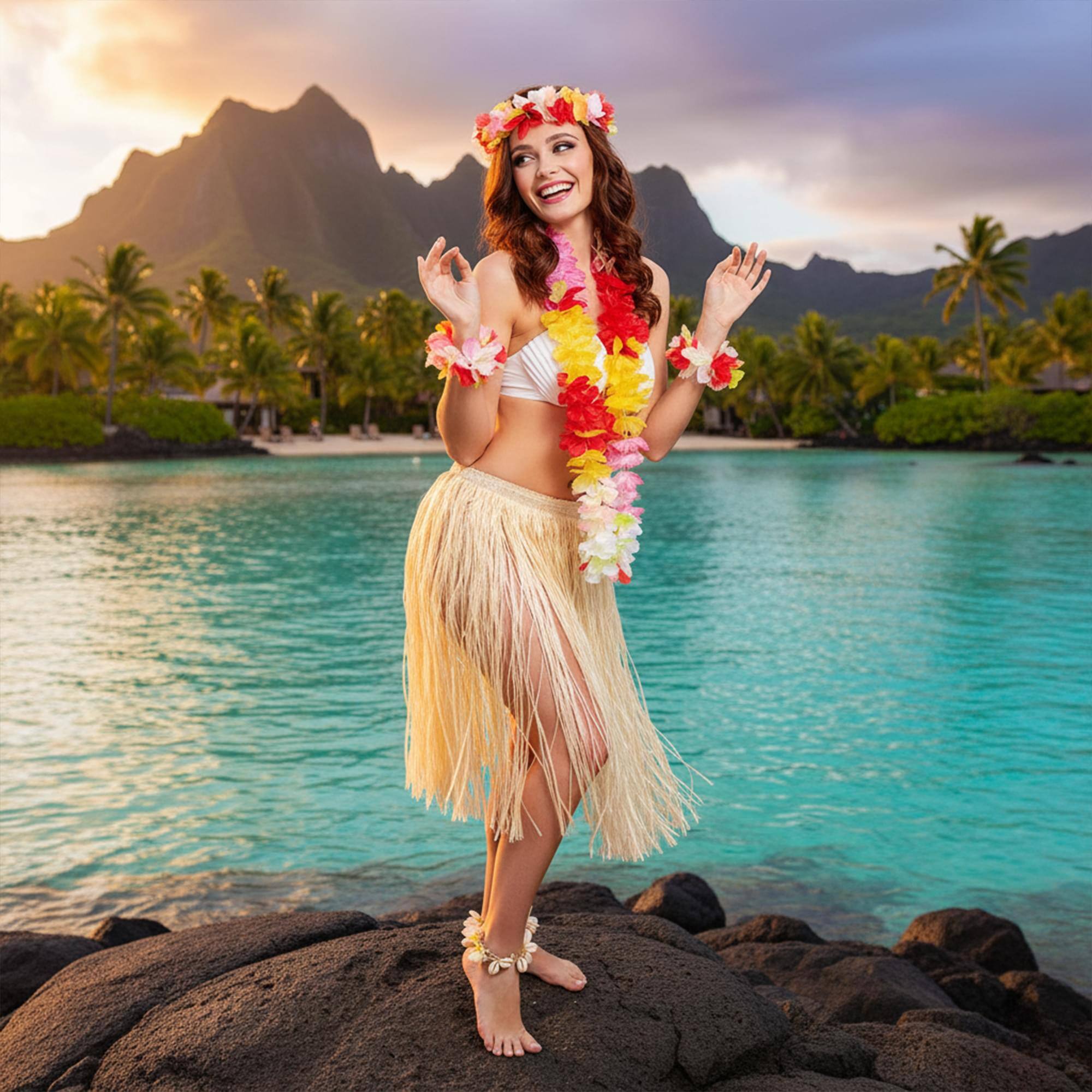 Alt View 2. Smiffys - Multi-coloured Leis Costume Accessory - Multi-Colored.