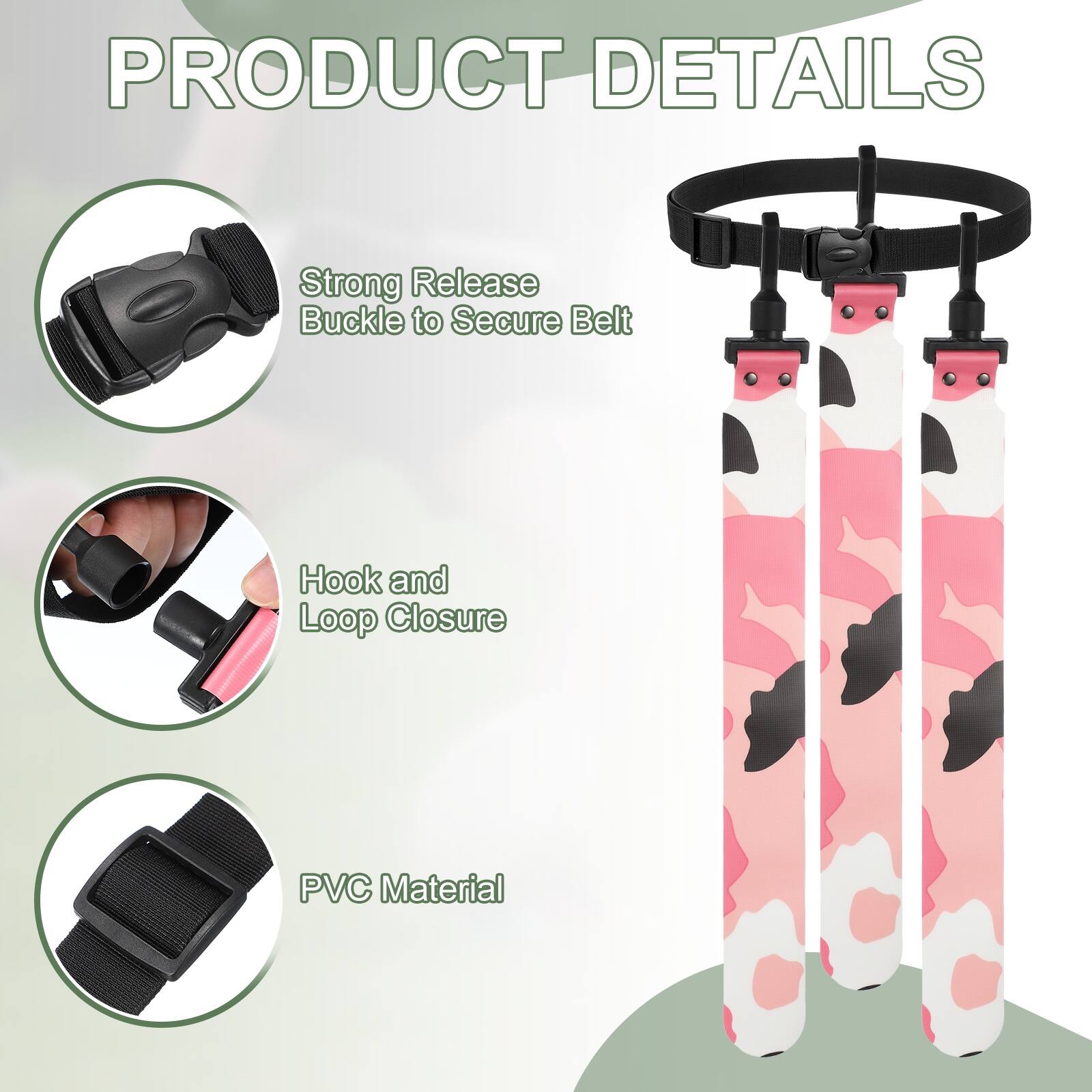 PRODUCT DETAILS

- Strong Release Buckle to Secure Belt
- Hook and Loop Closure
- PVC Material
