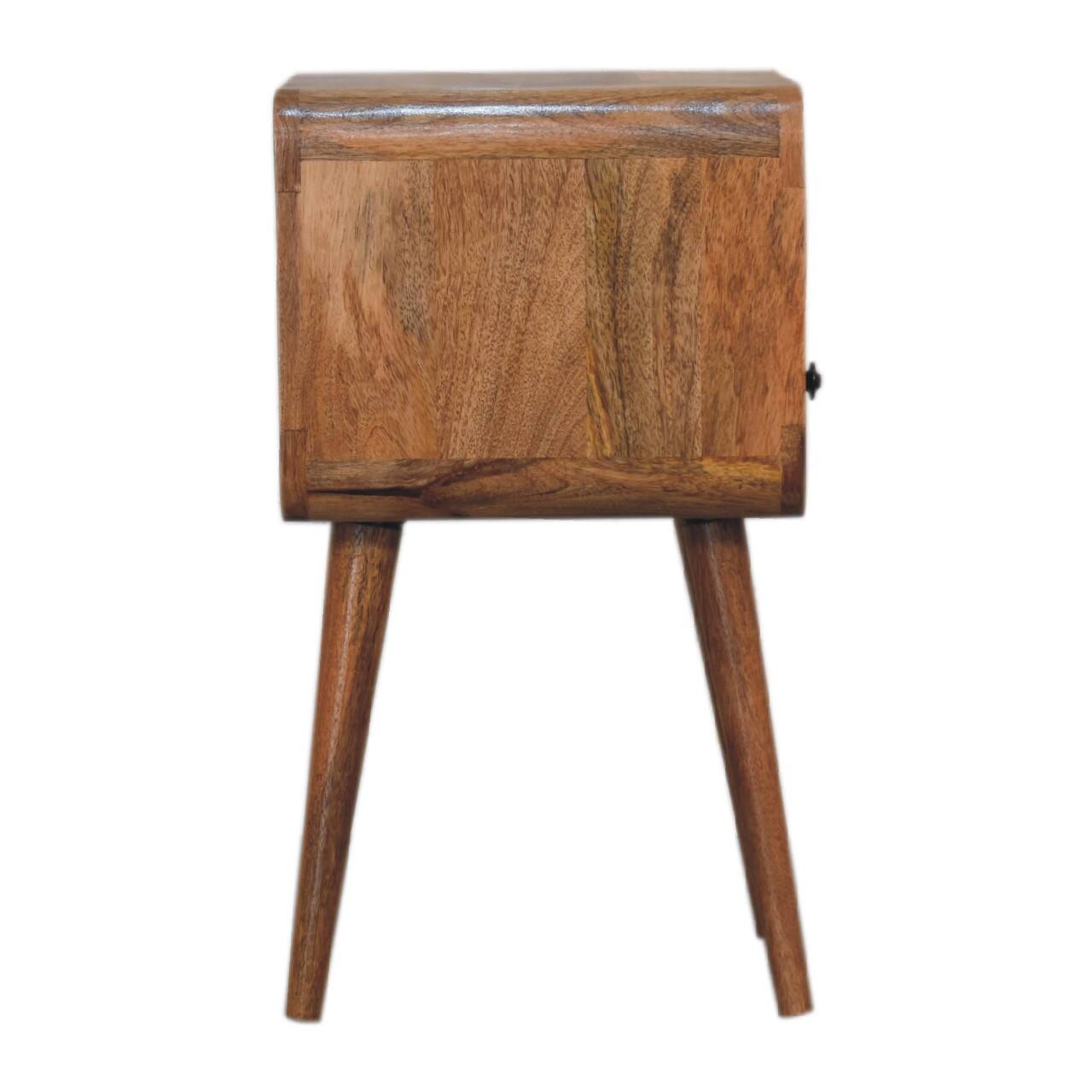 Alt View 5. Artisan Furniture - Artisan Furniture Solid Wood Mini Oakish Curve Open Nightstand, 1 Drawer, 1 Open Slot, Nordic Legs, Light Brown - Oak.