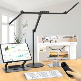 FINEAK - Architect LED Desk Lamp-Eye-Care, Adjustable, Remote Control - Dark Black