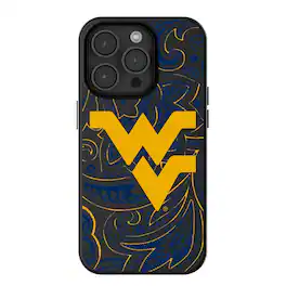 Keyscaper - NCAA - West Virginia Mountaineers Paisley iPhone Magnetic Bump Case - 14 - Black